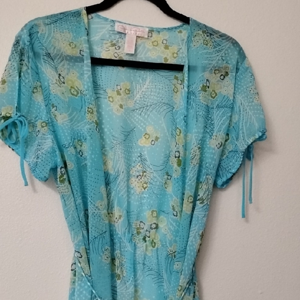 Oscar de la Renta Pink Label Aqua Floral Dress - Picture 4 of 9